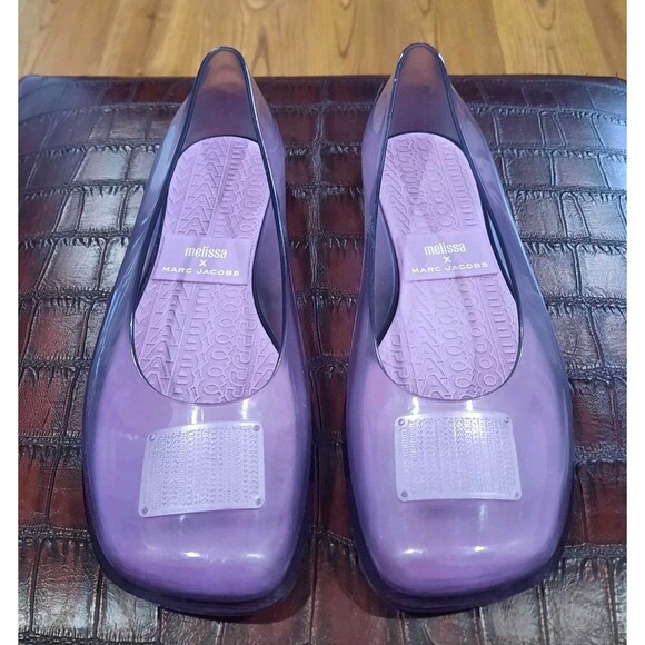 Rare MARC JACOBS + MELISSA Collab LILAC Ruby Ballerina Flats Designer Sz 8 XLNT - Picture 1 of 12